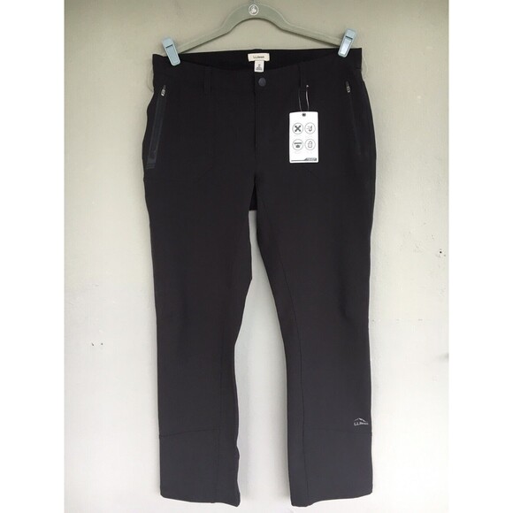 LL Bean Pants Women 10 Black Straight Stretch Zip Pocket Gorpcore Hiking Outdo - Picture 1 of 16